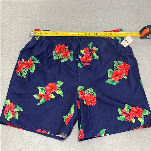Men’s Hibiscus Swim Trunks Estate Blue - Picture 8 of 10